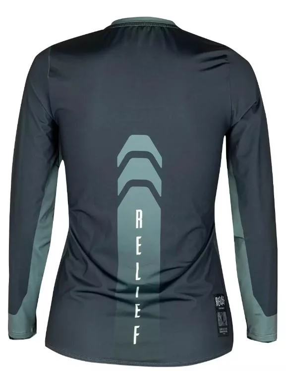 Maillot VTT femme Relief Calade 2022 Gradient Forêt manches longues – vue dos 360 stretch coupe élégante ajustée