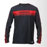 Maillot VTT Commencal Race Rouge – vue face mesh polyester séchage rapide coupe ajustée aérodynamique