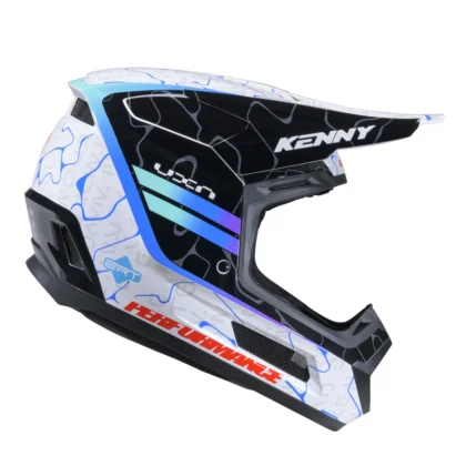Casque cross kenny 2026 performance graphic plus wave bleu blanc