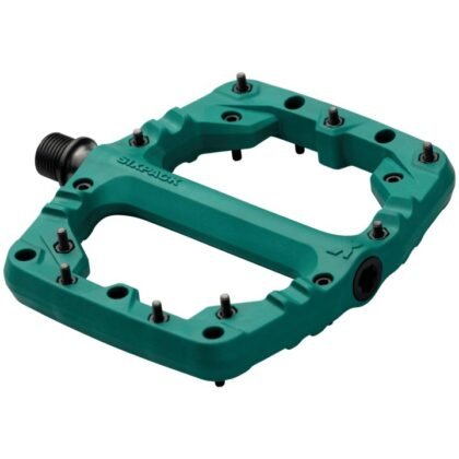 Pedales plates Sixpack Kamikaze PA vert pin (Pine Green) - 18 picots acier, axe Chromoly - Cyclomontdor Lyon
