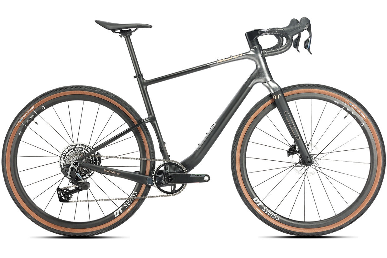 Sunn Venture Air Finest roues DT Swiss GRC 1400 DICUT tubeless et pneus Schwalbe G-One RS Pro 700x45