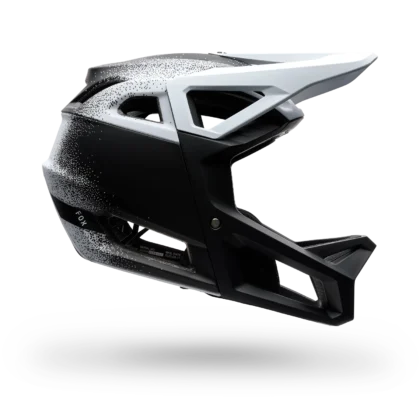 Fox Proframe RS Blanc/Bleu Pétrole – casque intégral ouvert enduro MIPS Integra Split, vue face