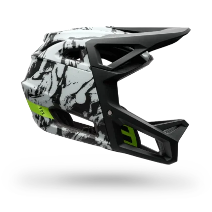 Fox Proframe – casque intégral VTT enduro barre menton intégrée MIPS, coloris Blanc/Bronze