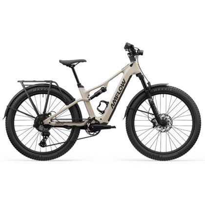 Amflow TL Carbon Beige Silice – VAE VTT tout-suspendu carbone moteur Avinox M2 125Nm batterie amovible FOX FLOAT Rhythm fourche AWL Sport 120mm trekking