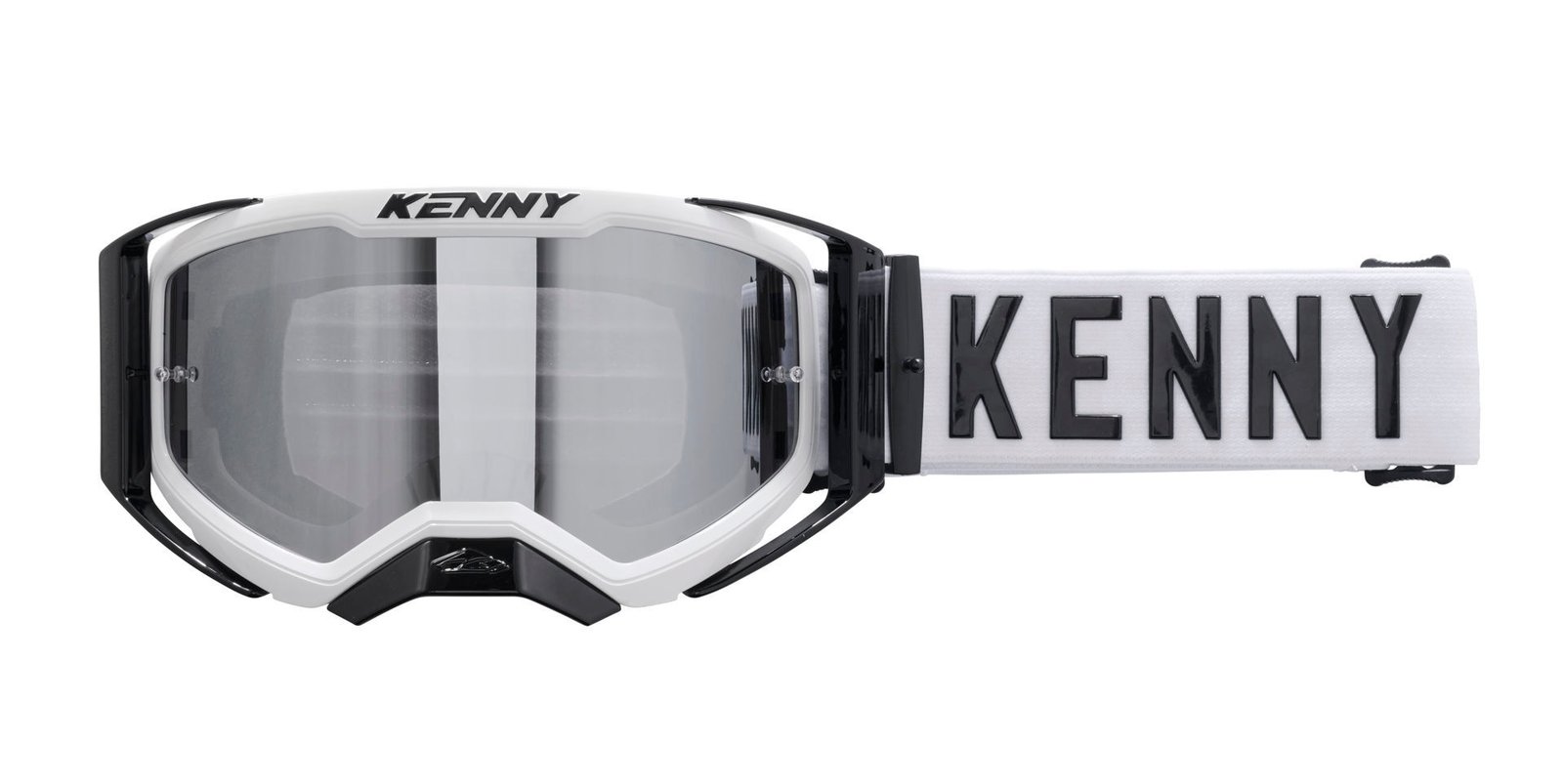 Masque Kenny Performance Evo 2 Noir/Blanc, monture blanche et écran argent miroir