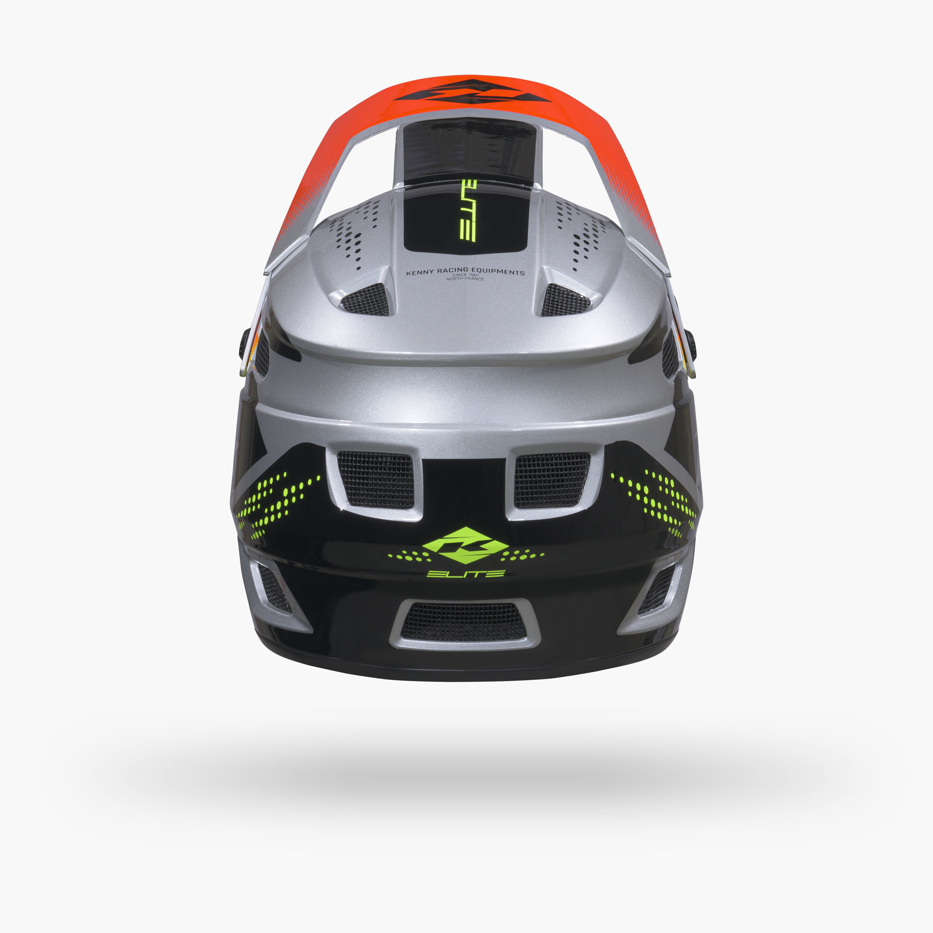 Casque Kenny Elite Silver vue 3/4 — 16 aérations et visière réglable