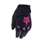 Gants VTT BMX Fox Dirtpaw Enfant Rose — vue de face, protection TPR articulations