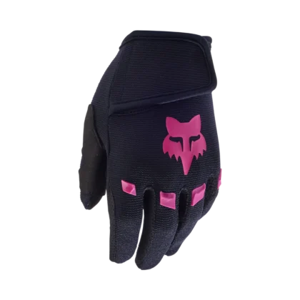 Gants VTT BMX Fox Dirtpaw Enfant Rose — vue de face, protection TPR articulations