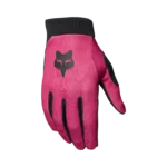 Gants VTT BMX Fox Ranger Junior Noir Rose — vue de face, paume daim microfibre et renforts TruGel