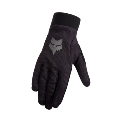 Gants VTT BMX Fox Ranger Junior Noir — vue de face, paume daim microfibre et renforts TruGel