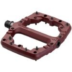 Pedales plates Sixpack Kamikaze PA Red Velvet bordeaux - 18 picots acier, axe Chromoly - Cyclomontdor Lyon