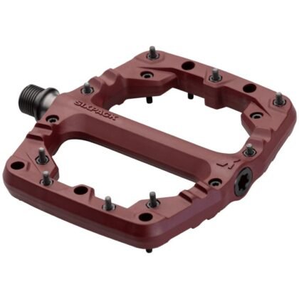 Pedales plates Sixpack Kamikaze PA Red Velvet bordeaux - 18 picots acier, axe Chromoly - Cyclomontdor Lyon