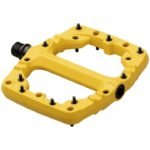 Pedales plates Sixpack Kamikaze PA jaunes - 18 picots acier, axe Chromoly - Cyclomontdor Lyon