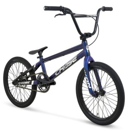 BMX Race Chase Edge 2027 Violet / Noir - vue 3/4 avant, fourche carbone Ikon - Cyclomontdor Lyon