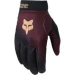 Gants VTT Gravel Fox Ranger Blend Dark Maroon — vue de face, coloris bordeaux foncé