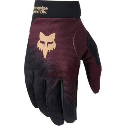 Gants VTT Gravel Fox Ranger Blend Dark Maroon — vue de face, coloris bordeaux foncé